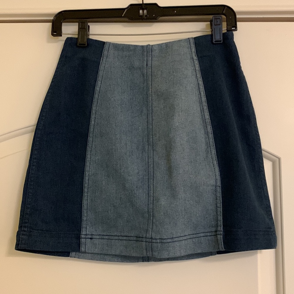 FP Modern Femme Denim Mini Two-Toned Skirt